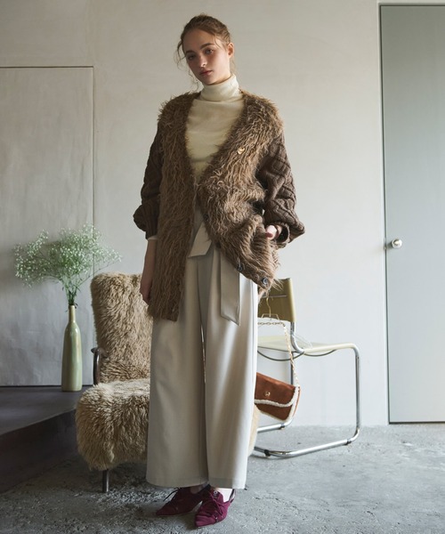 loin nuit(ロワンニュイ)の「shaggy mix knit cardigan / シャギーミックスニットカーディガン(カーディガン/ボレロ・レディース・ブラウン/アイボリー・FREE)」の8枚目の写真