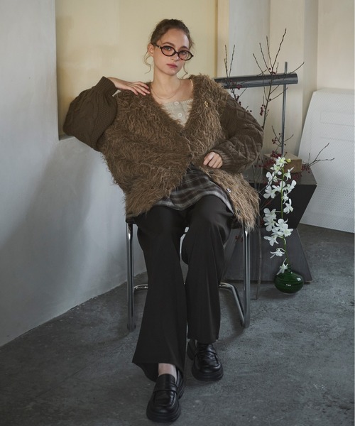loin nuit(ロワンニュイ)の「shaggy mix knit cardigan / シャギーミックスニットカーディガン(カーディガン/ボレロ・レディース・ブラウン/アイボリー・FREE)」の22枚目の写真