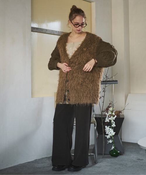 loin nuit(ロワンニュイ)の「shaggy mix knit cardigan / シャギーミックスニットカーディガン(カーディガン/ボレロ・レディース・ブラウン/アイボリー・FREE)」の17枚目の写真