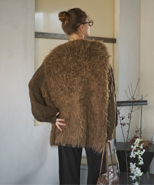 loin nuit(ロワンニュイ)の「shaggy mix knit cardigan / シャギーミックスニットカーディガン(カーディガン/ボレロ・レディース・ブラウン/アイボリー・FREE)」の16枚目の写真