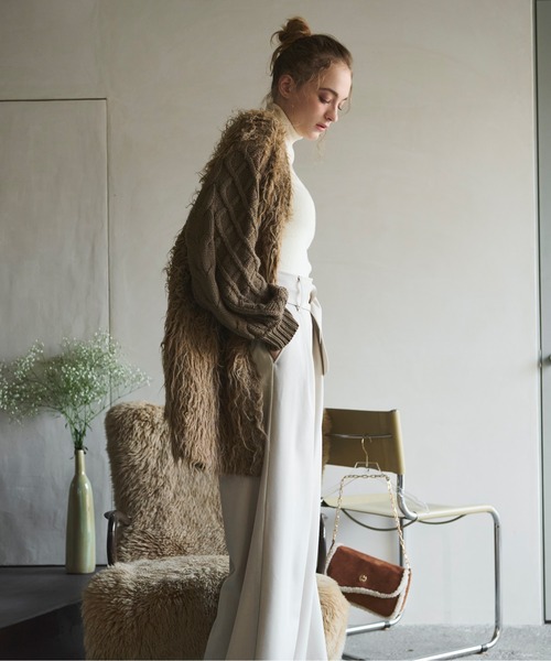 loin nuit(ロワンニュイ)の「shaggy mix knit cardigan / シャギーミックスニットカーディガン(カーディガン/ボレロ・レディース・ブラウン/アイボリー・FREE)」の18枚目の写真