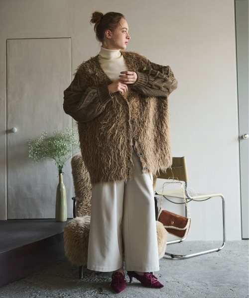 shaggy mix knit cardigan / シャギーミックスニット