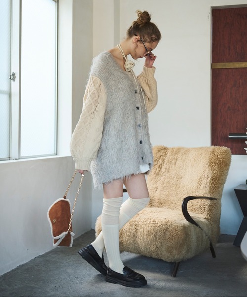 loin nuit ロワンニュイ レイヤードデザインカーディガン グレー layered design cardigan / レイヤードデザインカーディガン