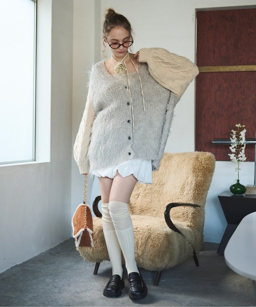 shaggy mix knit cardigan / シャギーミックスニット