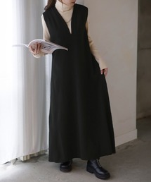 スポンジニット レイヤードロングワンピース