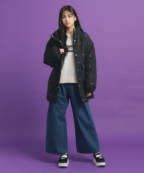 セール】ハート刺繍中綿ブルゾン（ブルゾン）｜PINK-latte（ピンクラテ