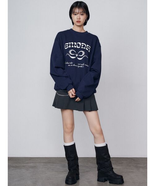 EMODA（エモダ）の「オーバーサイズルーズプルオーバー（スウェット・レディース・レッド/ネイビー/ブラック/グレー・FREE）」の14枚目の写真