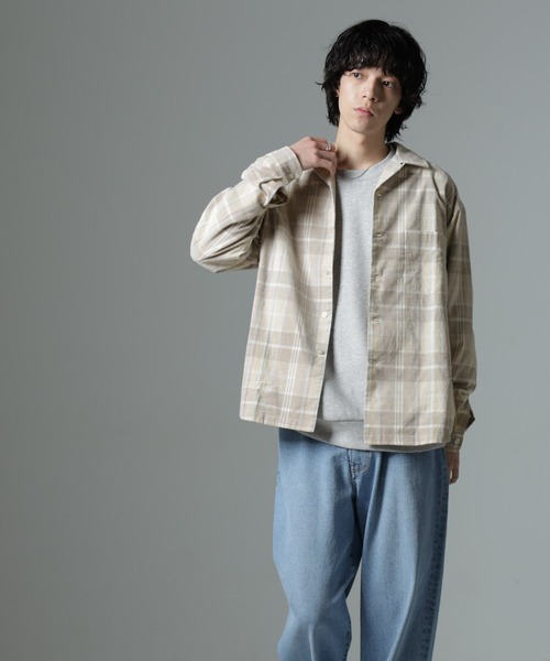 NANO universe（ナノユニバース）の「チェックシャツコール（シャツ/ブラウス・メンズ・ブルー/ベージュ・M/L）」の7枚目の写真