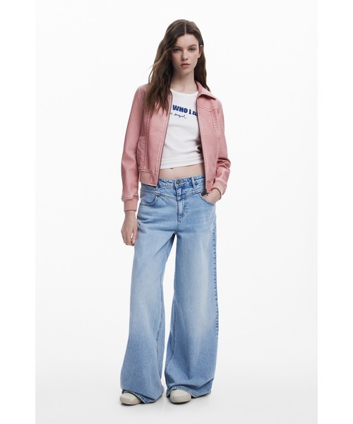 Desigual（デシグアル）の「フェイクレザーボンバージャケット（ライダースジャケット・レディース・ブラック/レッド・XXL/L/M/S/XL/XS）」の6枚目の写真