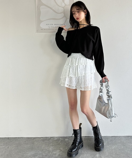mily bilet(ミウィビレット)の「【mily bilet】レディライクなあざとニット。オフショル2WAYリボン紐付きニットプルオーバー(ニット/セーター・レディース・アイボリー/ブラック/グレー/ブルー・LARGE/X-LARGE/SMALL/MEDIUM)」の19枚目の写真
