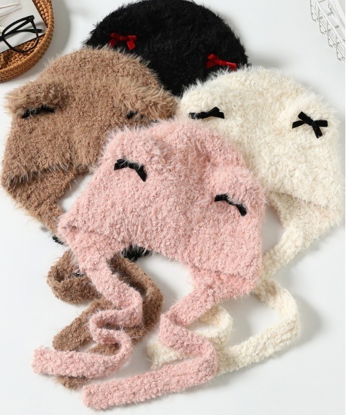 WEGO（ウィゴー）の「WEGO/猫耳リボンニットキャップ/ビーニー（ニットキャップ/ビーニー・レディース・ブラック/キャメル/ピンク/ホワイト・FREE）」の13枚目の写真