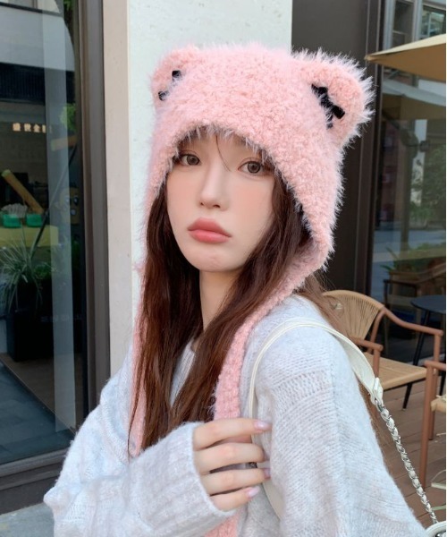 WEGO（ウィゴー）の「WEGO/猫耳リボンニットキャップ/ビーニー（ニットキャップ/ビーニー・レディース・ブラック/キャメル/ピンク/ホワイト・FREE）」の5枚目の写真