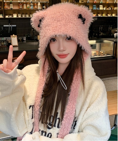 WEGO（ウィゴー）の「WEGO/猫耳リボンニットキャップ/ビーニー（ニットキャップ/ビーニー・レディース・ブラック/キャメル/ピンク/ホワイト・FREE）」の17枚目の写真