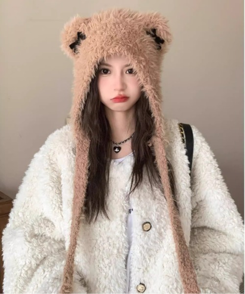 WEGO（ウィゴー）の「WEGO/猫耳リボンニットキャップ/ビーニー（ニットキャップ/ビーニー・レディース・ブラック/キャメル/ピンク/ホワイト・FREE）」の14枚目の写真