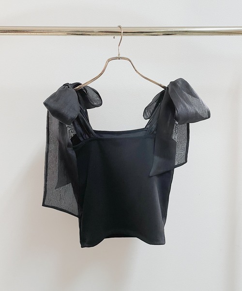 NOMAE(ノーマエ)の「シアーリボンキャミ(キャミソール・レディース・オフホワイト/ブラック/アイボリー・FREE)」の11枚目の写真