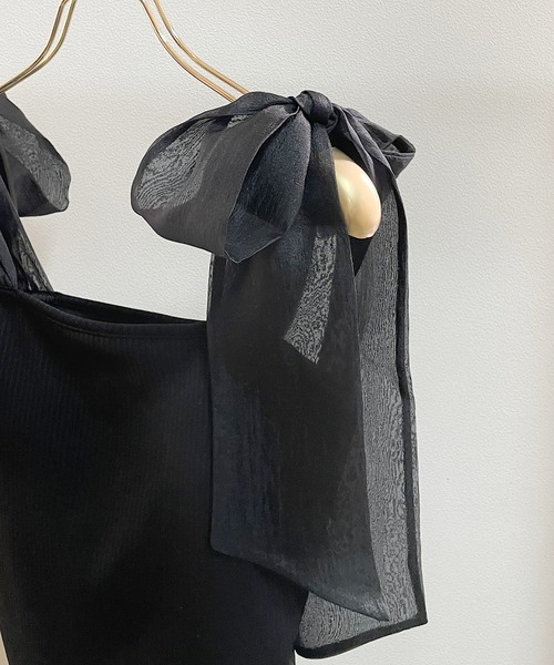 NOMAE(ノーマエ)の「シアーリボンキャミ(キャミソール・レディース・オフホワイト/ブラック/アイボリー・FREE)」の12枚目の写真