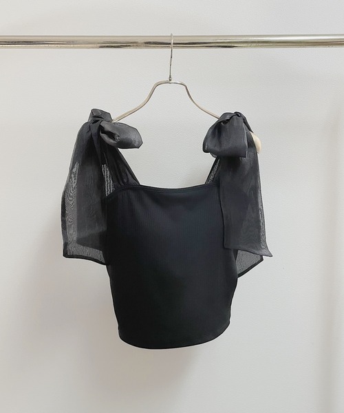 NOMAE(ノーマエ)の「シアーリボンキャミ(キャミソール・レディース・オフホワイト/ブラック/アイボリー・FREE)」の10枚目の写真