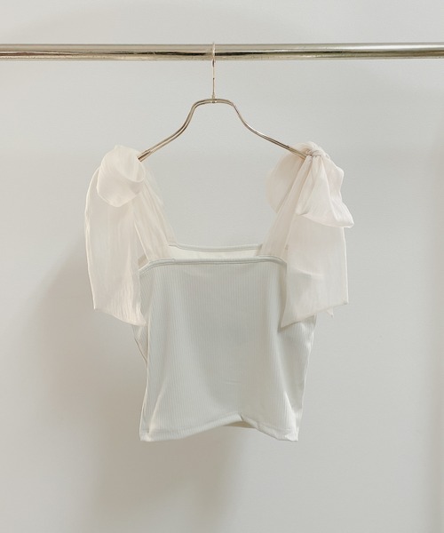 NOMAE(ノーマエ)の「シアーリボンキャミ(キャミソール・レディース・オフホワイト/ブラック/アイボリー・FREE)」の8枚目の写真