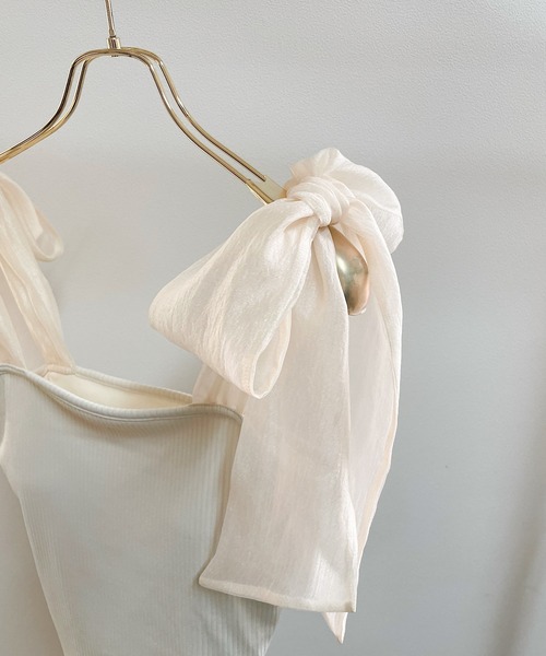 NOMAE(ノーマエ)の「シアーリボンキャミ(キャミソール・レディース・オフホワイト/ブラック/アイボリー・FREE)」の9枚目の写真