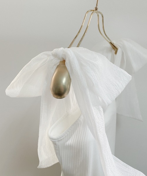 NOMAE(ノーマエ)の「シアーリボンキャミ(キャミソール・レディース・オフホワイト/ブラック/アイボリー・FREE)」の6枚目の写真