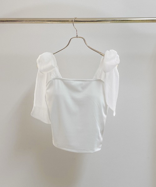 NOMAE(ノーマエ)の「シアーリボンキャミ(キャミソール・レディース・オフホワイト/ブラック/アイボリー・FREE)」の4枚目の写真