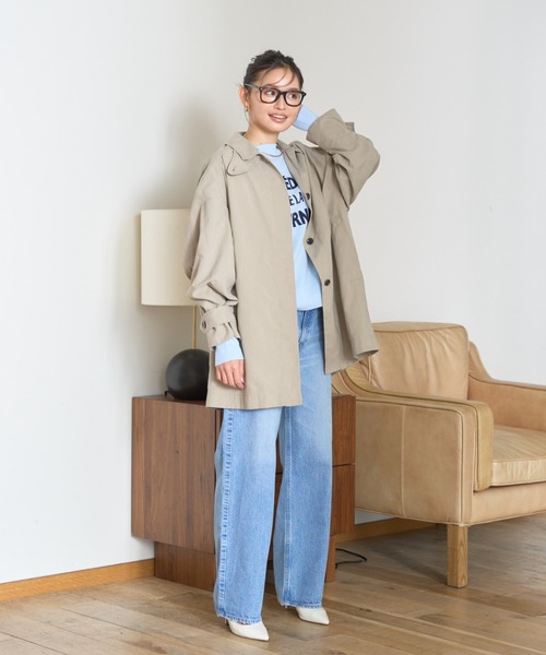 Rouge vif（ルージュヴィフ）の「ピーチ加工ステンカラーハーフコート（ステンカラーコート・レディース・グレイッシュベージュ/ブラック・36/38）」の4枚目の写真