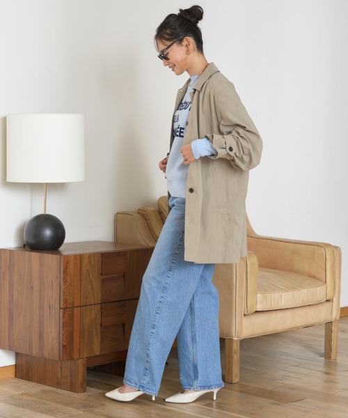 Rouge vif（ルージュヴィフ）の「ピーチ加工ステンカラーハーフコート（ステンカラーコート・レディース・グレイッシュベージュ/ブラック・36/38）」の6枚目の写真