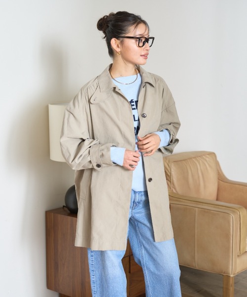 Rouge vif（ルージュヴィフ）の「ピーチ加工ステンカラーハーフコート（ステンカラーコート・レディース・グレイッシュベージュ/ブラック・36/38）」の8枚目の写真