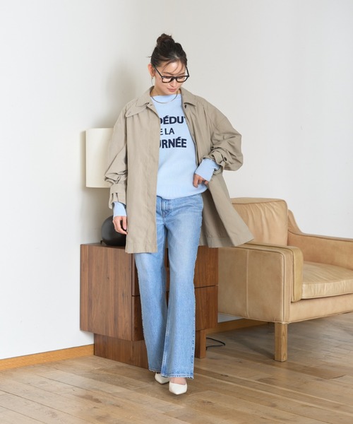 Rouge vif（ルージュヴィフ）の「ピーチ加工ステンカラーハーフコート（ステンカラーコート・レディース・グレイッシュベージュ/ブラック・36/38）」の11枚目の写真