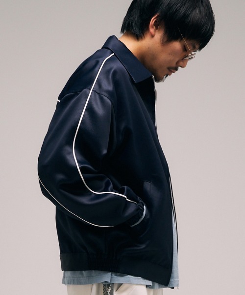 EFFECTEN（エフェクテン）の「mj10543- Faux Leather Zip Jacket ジップブルゾン（ブルゾン・メンズ・ダークネイビー/ライトピンク・FREE）」の18枚目の写真