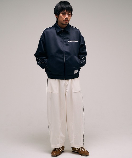 EFFECTEN（エフェクテン）の「mj10543- Faux Leather Zip Jacket ジップブルゾン（ブルゾン・メンズ・ダークネイビー/ライトピンク・FREE）」の20枚目の写真