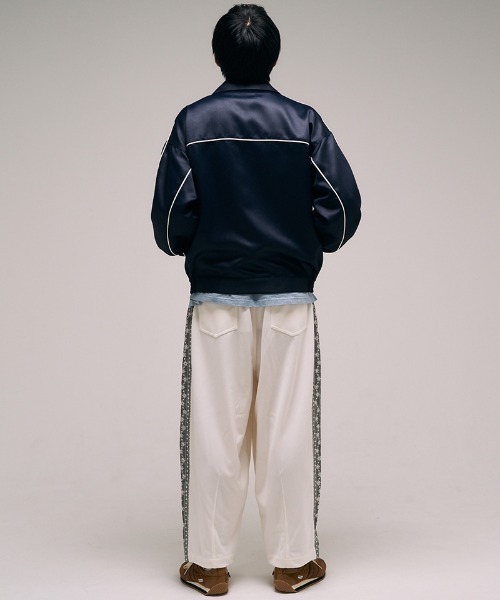 EFFECTEN（エフェクテン）の「mj10543- Faux Leather Zip Jacket ジップブルゾン（ブルゾン・メンズ・ダークネイビー/ライトピンク・FREE）」の22枚目の写真