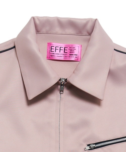 EFFECTEN（エフェクテン）の「mj10543- Faux Leather Zip Jacket ジップブルゾン（ブルゾン・メンズ・ダークネイビー/ライトピンク・FREE）」の4枚目の写真