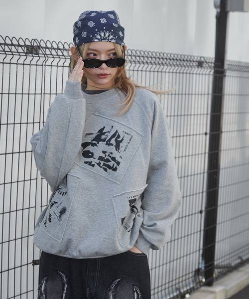 SHORT ROUND（ショートラウンド）の「SHORT ROUND/フォトペーストグラフィックプルオーバー（スウェット・メンズ・グレー/ブラック・LARGE/MEDIUM）」の22枚目の写真