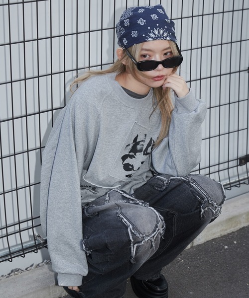 SHORT ROUND（ショートラウンド）の「SHORT ROUND/フォトペーストグラフィックプルオーバー（スウェット・メンズ・グレー/ブラック・LARGE/MEDIUM）」の21枚目の写真