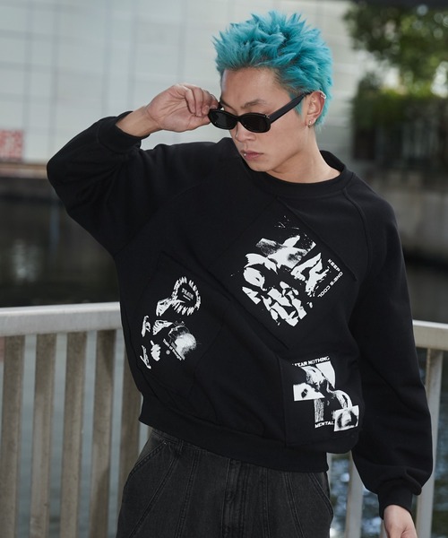 SHORT ROUND（ショートラウンド）の「SHORT ROUND/フォトペーストグラフィックプルオーバー（スウェット・メンズ・グレー/ブラック・LARGE/MEDIUM）」の20枚目の写真