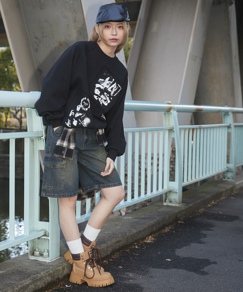 SHORT ROUND（ショートラウンド）の「SHORT ROUND/フォトペーストグラフィックプルオーバー（スウェット・メンズ・グレー/ブラック・LARGE/MEDIUM）」の14枚目の写真