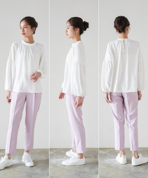 WHITE JOOLA（ホワイトジョーラ）の「【 一枚でサマになる 】ソフトデシン・バルーンスリーブブラウス（シャツ/ブラウス・レディース・グレイッシュブルー/オフホワイト/ベージュ・L/M/S）」の21枚目の写真