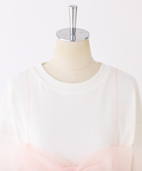 one after another NICE CLAUP(ワンアフターアナザーナイスクラップ)の「チュールリボンビスチェ付き裏毛スウェット(スウェット・レディース・オフホワイト/杢グレー/レモンイエロー・FREE)」の12枚目の写真