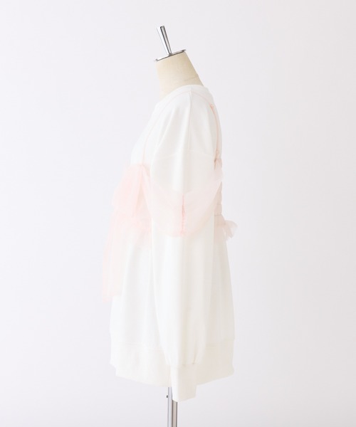 one after another NICE CLAUP(ワンアフターアナザーナイスクラップ)の「チュールリボンビスチェ付き裏毛スウェット(スウェット・レディース・オフホワイト/杢グレー/レモンイエロー・FREE)」の14枚目の写真