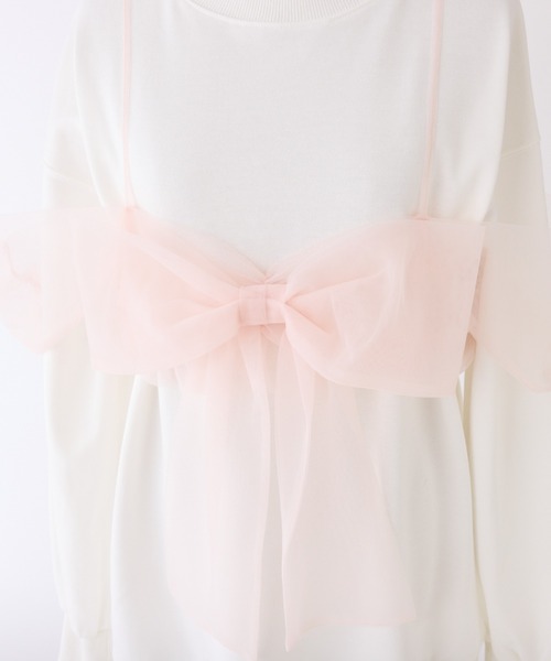 one after another NICE CLAUP(ワンアフターアナザーナイスクラップ)の「チュールリボンビスチェ付き裏毛スウェット(スウェット・レディース・オフホワイト/杢グレー/レモンイエロー・FREE)」の11枚目の写真