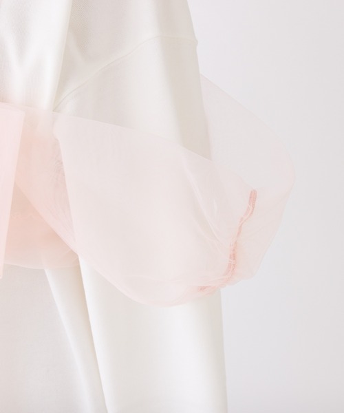 one after another NICE CLAUP(ワンアフターアナザーナイスクラップ)の「チュールリボンビスチェ付き裏毛スウェット(スウェット・レディース・オフホワイト/杢グレー/レモンイエロー・FREE)」の10枚目の写真