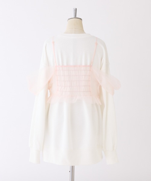 one after another NICE CLAUP(ワンアフターアナザーナイスクラップ)の「チュールリボンビスチェ付き裏毛スウェット(スウェット・レディース・オフホワイト/杢グレー/レモンイエロー・FREE)」の13枚目の写真