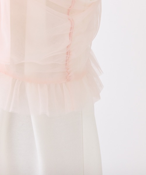 one after another NICE CLAUP(ワンアフターアナザーナイスクラップ)の「チュールリボンビスチェ付き裏毛スウェット(スウェット・レディース・オフホワイト/杢グレー/レモンイエロー・FREE)」の9枚目の写真