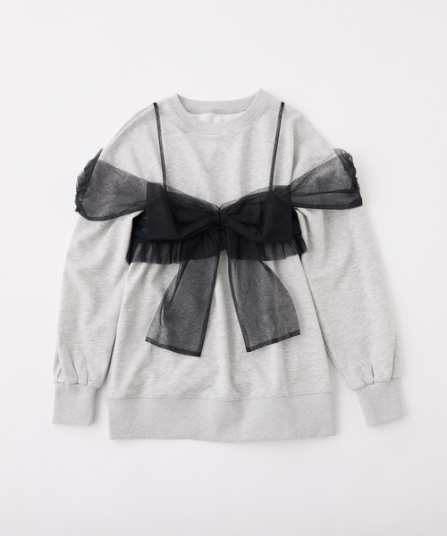 one after another NICE CLAUP(ワンアフターアナザーナイスクラップ)の「チュールリボンビスチェ付き裏毛スウェット(スウェット・レディース・オフホワイト/杢グレー/レモンイエロー・FREE)」の18枚目の写真