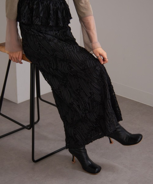 MAISON BREEZE（メゾンブリーズ）の「【MAISON BREEZE】ラインレースストレートスカート DTK（スカート・レディース・ブラック/アイボリー・FREE）」の10枚目の写真