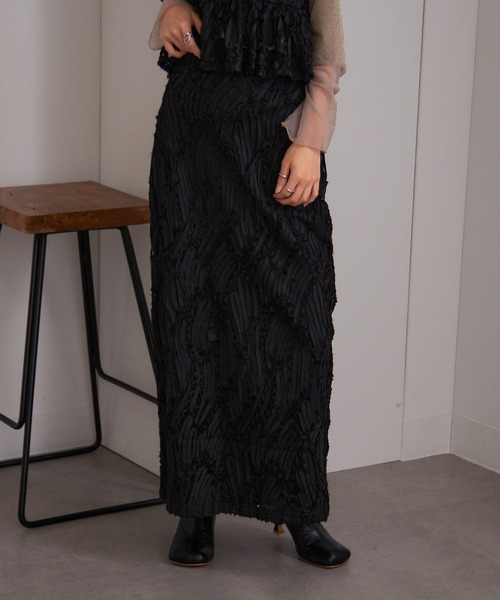 MAISON BREEZE（メゾンブリーズ）の「【MAISON BREEZE】ラインレースストレートスカート DTK（スカート・レディース・ブラック/アイボリー・FREE）」の11枚目の写真