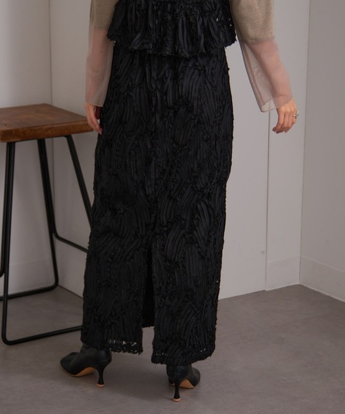 MAISON BREEZE（メゾンブリーズ）の「【MAISON BREEZE】ラインレースストレートスカート DTK（スカート・レディース・ブラック/アイボリー・FREE）」の14枚目の写真