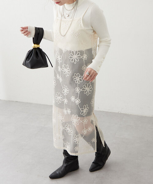 Another Branch olive des olive（アナザーブランチオリーブデオリーブ）の「【@_misato___セレクト】コードメッシュキャミワンピース（ワンピース・レディース・その他1/その他2・FREE）」の2枚目の写真