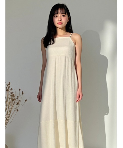 fifth(フィフス)の「ブリスタークレープキャミワンピース(ワンピース・レディース・ブラック/アイボリー・M)」の2枚目の写真